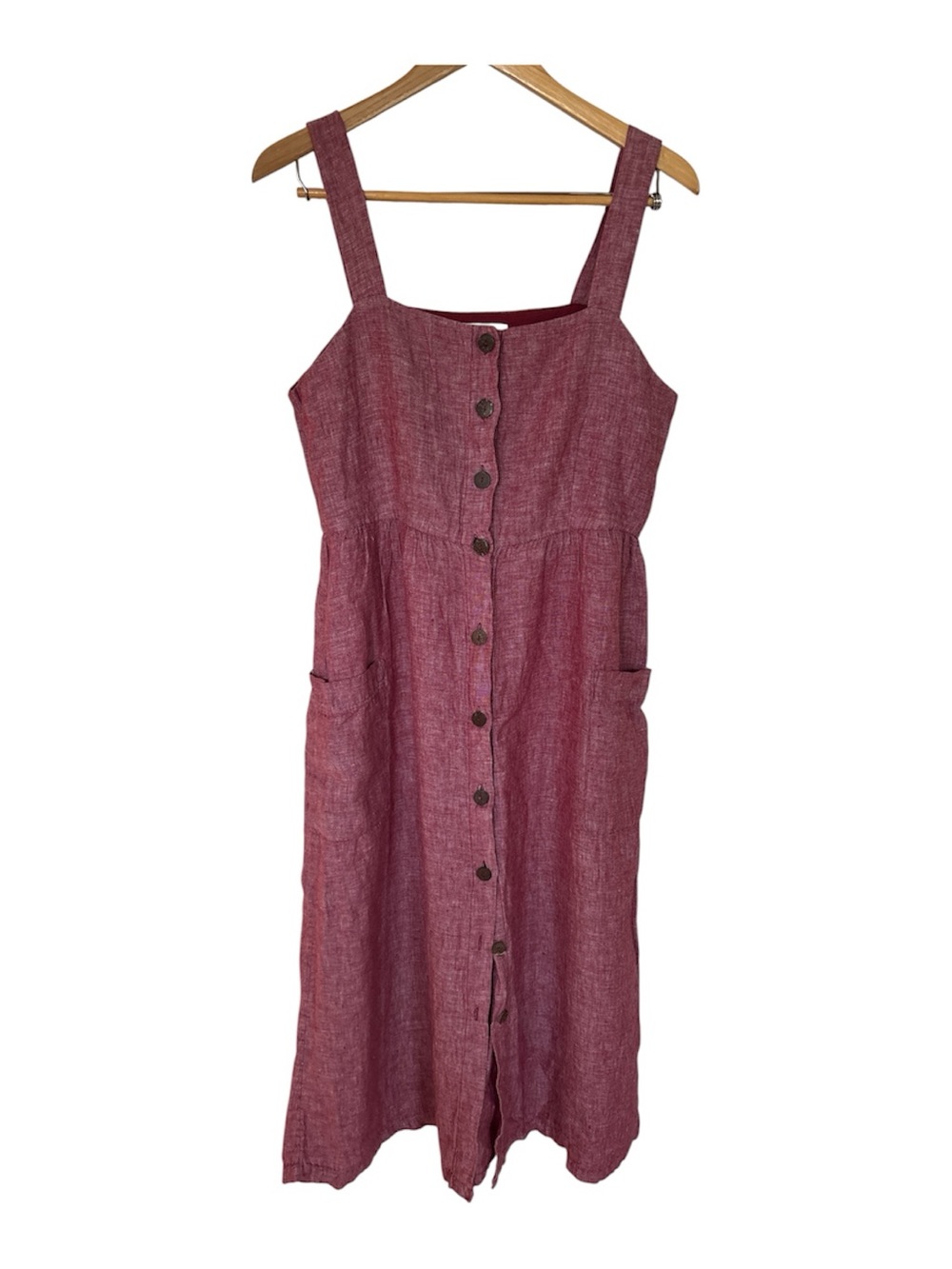 Rachel Zoe cranberry-red linen button-front midi dress